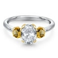 thumbnail image 3 of Gem Stone King 925 Silver and 10K Yellow Gold White Topaz and Yellow Citrine Engagement Ring for Women | 2.01 Cttw | Oval 8X6MM | Gemstone November Birthstone | Size 9, 3 of 6