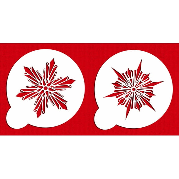 Designer Stencils Large Crystal Snowflakes 3 Cake Stencils, Beige/semi-transparent