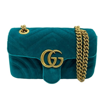Pre-Owned GUCCI Shoulder Bag GG Marmont Velour Green Women's 446744 z0791 (Good)