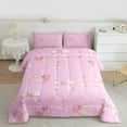 thumbnail image 3 of Manfei Cartoon Ribbon Teens Bedding Comforter Set, Kawaii Pink Floral Twin Comforter Sets, Princess Bowknot Bow Reversible Bedding Set, Luxury Bedroom Decor, 2 Pieces, 3 of 9
