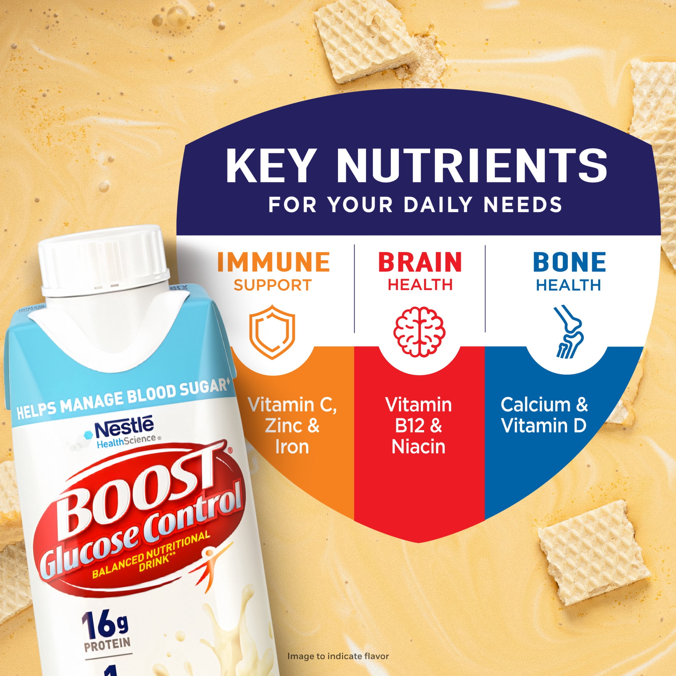 (3 pack) BOOST Glucose Control Nutritional Drink Protein Shakes, Very Vanilla, 8 fl oz, 15 Pack