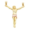 thumbnail image 2 of 14K Two Tone Solid Gold Jesus Body Crucifix Cross Religious Charm Pendant with 1.2mm Box Chain Necklace - 22", 2 of 4