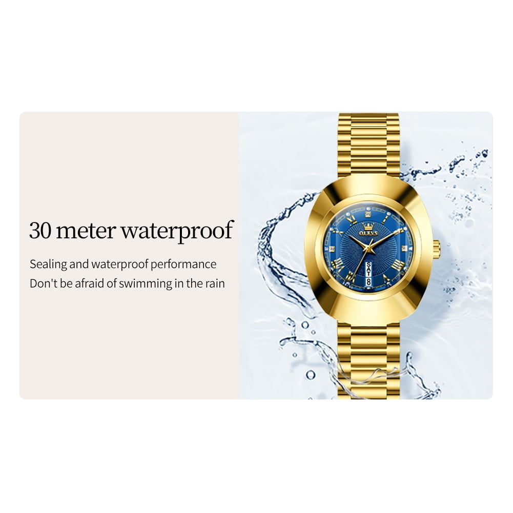 OLEVS Watches for Women Luxury Dress Waterproof Analog Quartz Fashion Gold Plated Tungsten Steel Roman Numeral Date Classic Female Ladies Watches Women Wrist Watches Gift Relojes para Mujer