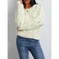 thumbnail image 2 of xiaxaixu Pull Rétro en Tricot Torsadé pour Femmes Couleur Unie Manches Longues Pulls Col Rond Automne Hiver Mode Urbaine, 2 of 9