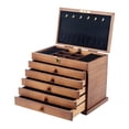 thumbnail image 2 of Joyero de madera con cerradura y llave, expositor para anillos y broches. Forro negro con gancho, 2 of 9