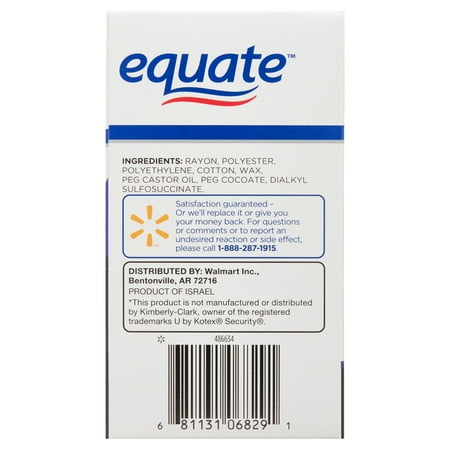 Equate Tampons with Plastic Applicators, Unscented, Regular (36 Count)