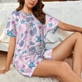 thumbnail image 4 of Susaid Sea Shells 3 Print Women's Pajama Set, Button-Up Sleepwear with Elastic Waist Shorts, Perfect for Lounging, Yoga, Beach, and Casual Wear-XX-Large, 4 of 7
