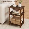 thumbnail image 4 of Small Side Table with 3-Tier Shelf, Narrow Wood End Table for Small Spaces, Living Room Bedroom, Walnut, 4 of 8