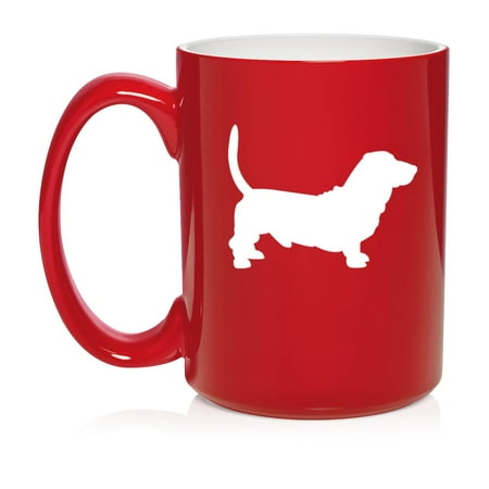 

Basset Hound Ceramic Coffee Mug Tea Cup Gift for Her Him Friend Coworker Wife Husband Dog Lover (15oz Red)