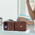 thumbnail image 5 of SaniMore for Samsung Galaxy Z Flip 4 PU Leather Case RFID Blocking, Magnetic Closure Flip Wallet Cover with Shoulder Strap Card Slot & Multi-Angle Kickstand All-Inclusive Protective Shell, Brown, 5 of 7