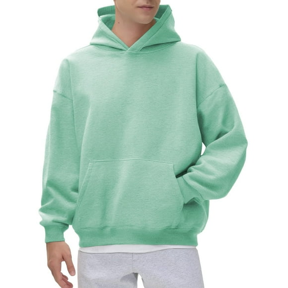 LUOGENLI Hoodies for Men Zip up Navy Blue Men's Casual Pullover Hoodie Solid Color Loose Fit Pocket Winter Sweatshirt Comfortable Soft Fabric for Daily Wear Men Hoodies Graphic Anime Green Size XXXXL