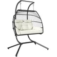 thumbnail image 1 of Outsunny Chaise Oeuf Suspendue Double, Chaise Hamac Pliable, Blanc Crème, 1 of 2