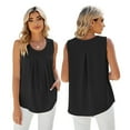 thumbnail image 5 of FLMEI Pleated Chiffon Tank for Womens Solid Colour Crewneck Casual Shirts for Women Summer Sleeveless Loose Vest Tops S-XXL, 5 of 9