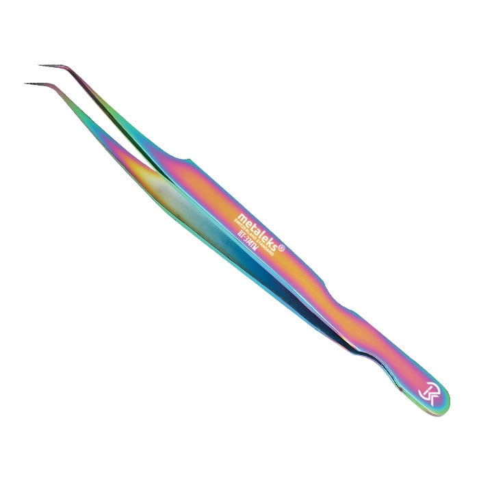 6PCS Complete Multi Titanium Coated Volume Tweezers Eyelash Extension Set With Red Metallic Magnetic Pouch