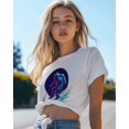 thumbnail image 4 of T Shirts for Women Short Sleeve Cotton Crewneck T-Shirt, Astronaut Skiing Sports Space Cartoon Tee Tops Casual Basic T-Shirts, XS-5XL White XS, 4 of 7