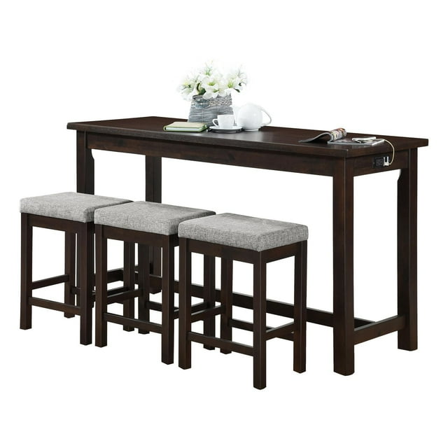 Topline Home Furnishings Counter-height Espresso 4pc Dine Pack