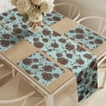 thumbnail image 2 of Ambesonne Floral Table Runner & Placemats, Flower Ornaments Retro, Placemat 4 pcs + Runner 12"x90", Pale Blue Brown, 2 of 2