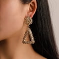 thumbnail image 4 of enjoywould 1 Pair Lady Dangle Earrings Triangle Shape Hollow Out Rough Surface Cool Style Exaggerated Solid Color Anti-allergy Lady Street Prom Party Hanging Earrings, 4 of 4