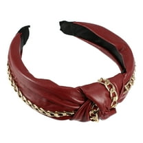 Unique Bargains 1 Pcs Women Knotted Headbands Fashion Vintage Knotted PU Leather Hair Hoop Hair Accessories Red