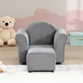 thumbnail image 3 of Kids Sofa with Ottoman, Velvet Upholstered Lounge Sofa with Wood Legs, Backrest and Armrest Baby Sofa Chair Seat Furniture, Kids Couch for Boys and Girls, Gift for Toddlers, Dark Gray, 3 of 9
