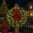 thumbnail image 6 of Christmas Norfolk Pine Wreath with Bow & LED Lights, Artificial Evergreen Wreath for Front Door Indoor Outdoor Christmas Decorations, Batteries Not Included, 6 of 7