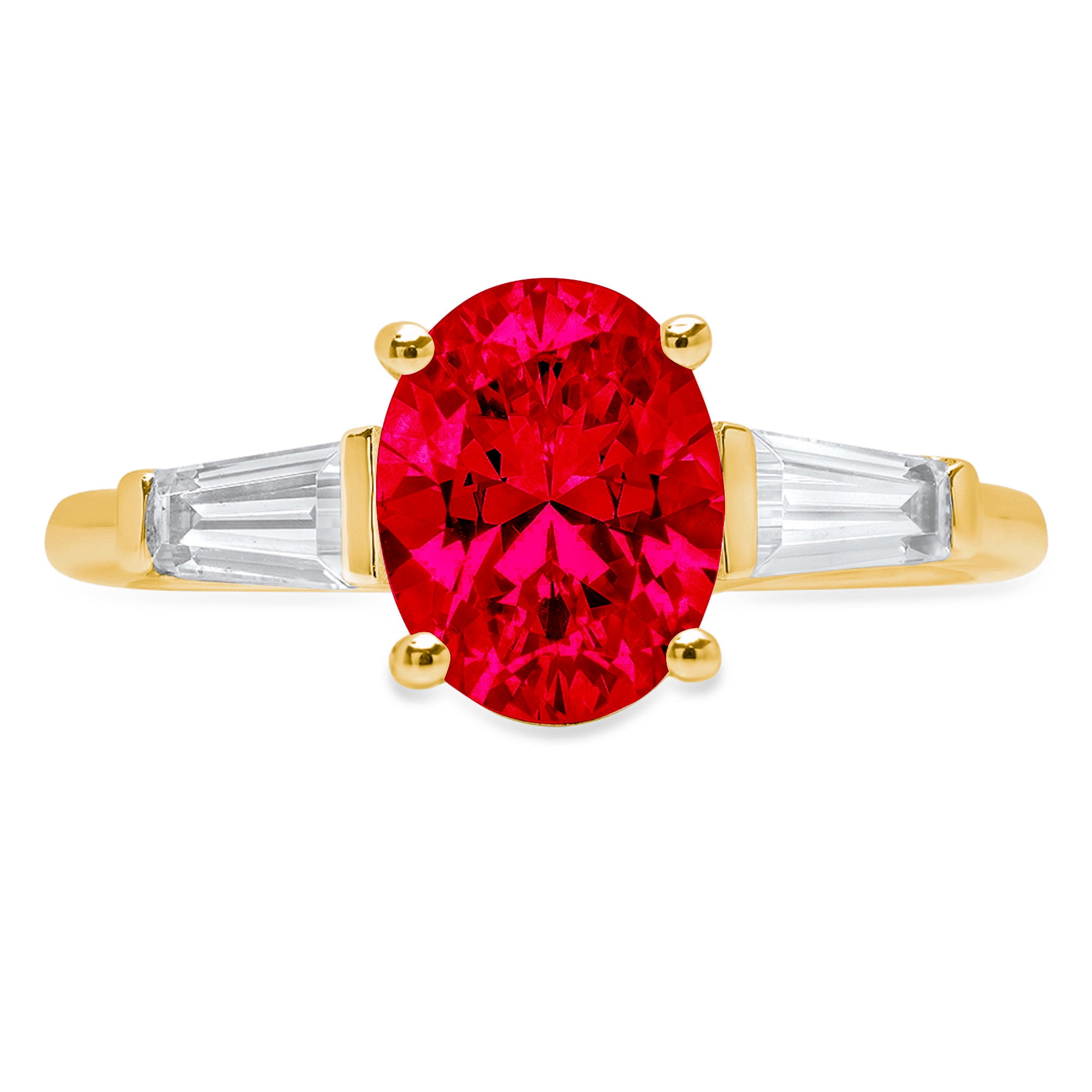 Vintage 2.5ct Oval Cut Red Ruby 14k Yellow Gold Finish Solitaire Engagement Ring 