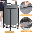 thumbnail image 5 of BGTREND 160L Rolling Laundry Hamper with Removable Bag, Round Steel Frame and Handle, Gray, 5 of 10