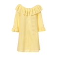 thumbnail image 2 of Girls Yellow Bow Ruffled Sleeve Neckline Hollow Dress 7, 2 of 2