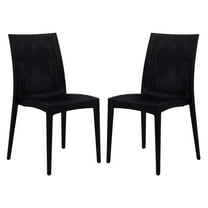 Modern Stackable Dining Chairs - Indoor Outdoor Weave Design - Set of 2 - Elegant Patio Furniture