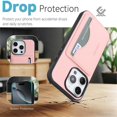 thumbnail image 5 of For Apple iPhone 15 Pro Max Wallet Case Ultra-Slim Profile Vintage Leather Texture, Wallet For Women Men Card Holder Magnetic Clasp Kickstand Folio Case,Pink,For iPhone 15 Pro Max, 5 of 7