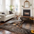 thumbnail image 2 of Large Area Rugs for Living Room Bedroom, Vintage Western 6'x9' Rug Washable Carpet Runner Indoor Outdoor, Countryside Sunflowers Wooden Retro Non Slip Floor Mats Rug for Kitchen, Playroom, 2 of 8