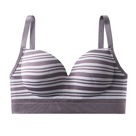 REORIAFEE Bras for Women Push up Gathered Together Wirefree Bras Solid Adjustable Straps Brassiere Comfy Spaghetti Straps Breathable Corset Underwear Comfortable Classic Support Lingerie Gray L