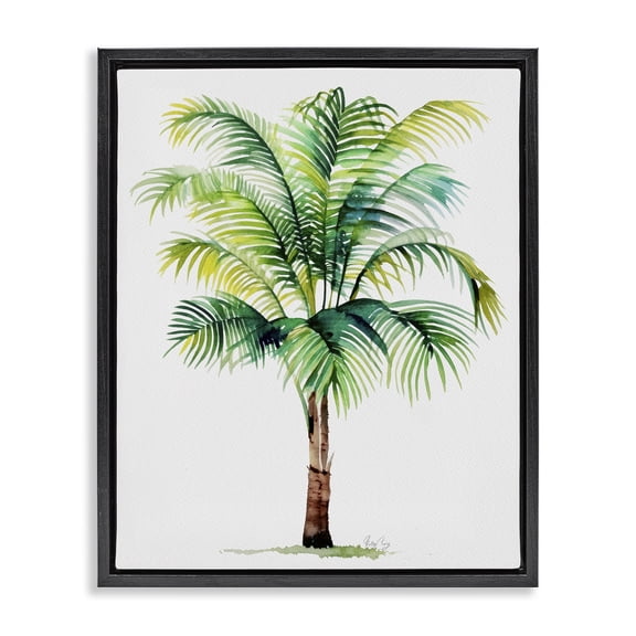 Stupell Industries Coastal Breezy Fronds Palm Black Floating Frame Canvas Art, 17 x 21, by Shelly Craig