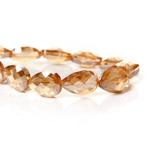 1 Strand Teardrop Glass Loose Beads Faceted Smoke Yellow 18mm Approx. 30pcs