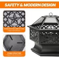 thumbnail image 4 of 28 Inch Hex-Shaped Fire Pit,  Fire Pits for Outside with Spark Screen&,Metal Hexagon Outdoor Firepit for Backyard,Bonfire,Patio,Party,Garden,Picnic and Camping(28'' Black), 4 of 6