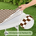 thumbnail image 5 of Brown and White Checkerboard Pattern Round Fitted Tablecloth with Elastic Edge,Dining Table Cover Waterproof,Outdoor Round Tablecloth for Camping,Dining,Indoor and Outdoor, 5 of 7