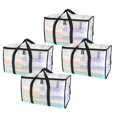 thumbnail image 1 of Bolsas de Mudanza Transparentes para Trabajo Pesado: Paquete de 4 Bolsas de Almacenamiento de 90 L con Asas Resistentes, de Cremallera, Impermeables, Semitransparentes, 1 of 5