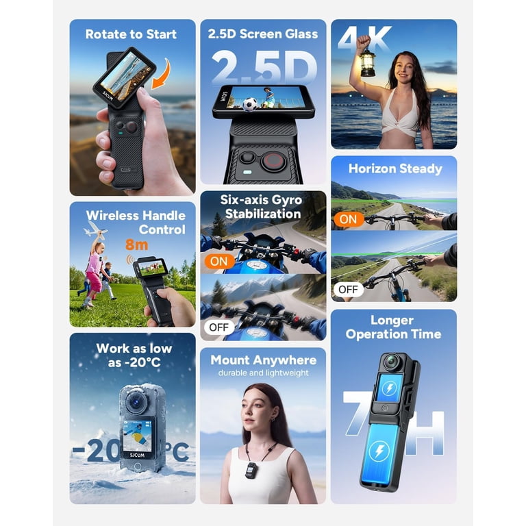 SJCAM C400 3 in 1 Vlogging Camera Combo, 4K Pocket Handheld Camera