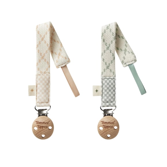 Clip para chupón Tommee Tippee de algodón orgánico, 0+ meses, paquete de 2