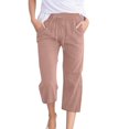 thumbnail image 1 of AMERTEER Women Comfortable High Waisted Wide Leg Pants Drawstring Elastic Trousers Comfy Straight Leg Long Pants With Pockets, 1 of 5
