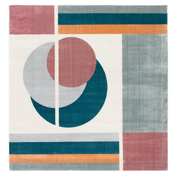 SAFAVIEH Orwell Clarence Abstract Area Rug, Beige/Dark Teal, 6'7" x 6'7" Square