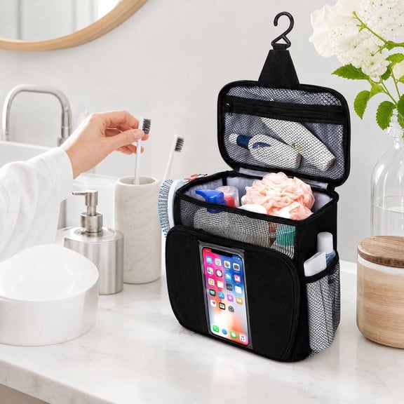 Mesh Shower Caddy - Large Hanging Toiletry Bag for Travel, Dorm, Beach, and Camping, Quick-Dry Portable Shower Storage Organizer