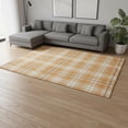 thumbnail image 2 of HomeRoots 678257 10 x 14 ft. Orange Ivory & Navy Blue Plaid Washable Machine Made Rectangle Area Rug with UV Protection, 2 of 9