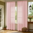 thumbnail image 5 of OVZME 42x96 Blush Sheer Curtains 2 Pack, 96" Extra Long for High Ceiling Living Room, Light Filtering Rod Pocket Voile Curtain, Each 42"Wx96"L, 5 of 9