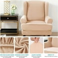 thumbnail image 3 of Eurhowing 2-Pack Wingback Chair Slipcovers with Cushion Cover, Stretch Velvet Soft Armchair Covers, Wingback Chair Furniture Protector, Beige, 3 of 11