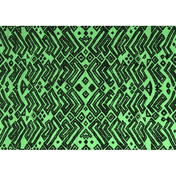 Ahgly Company Indoor Rectangle Abstract Emerald Green Modern Area Rugs, 5' x 7'