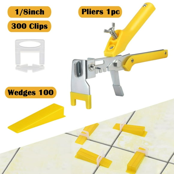 Heyfurni Tuile Nivellement Système 3mm Kits avec Pinces, 300pcs Entretoises de Tuile Clips, 100pcs Coins Réutilisables pour le Nivellement du Sol, Kits de Tuile, Outils de Nivellement de Tuile Murale