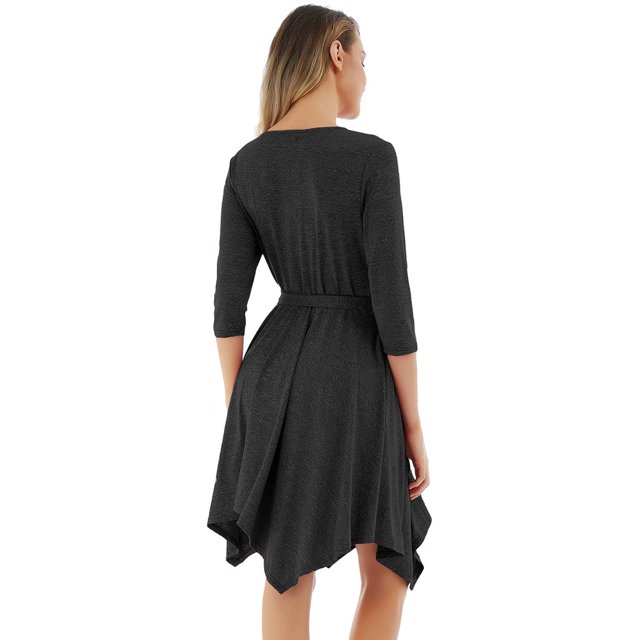 Unique Femmes Tricot Robe Slim Élégante Dames Robe Mode Irrégulière Ourlet Swing Sortir Ensemble Partie Porter Manches Longues Robe Maxi
