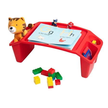 Mind Reader - Kids Lap Desk, Activity Tray, Drawing, Stackable, Portable, Plastic, 22.25"L x 10.75"W x 8.5"H, Set of 2 - Red