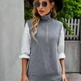 thumbnail image 4 of Defitshape Women's Knit Sweater Vest Sleeveless Top Cotton Zip Fall Basic Light Casual Fitted Acrylic Lapel Tank Top Grey Medium, 4 of 4
